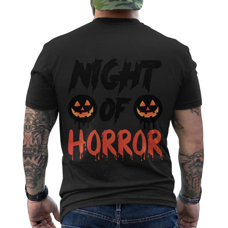Night Of Horror Pumpkin Halloween Quote Men's Crewneck Short Sleeve Back Print T-shirt