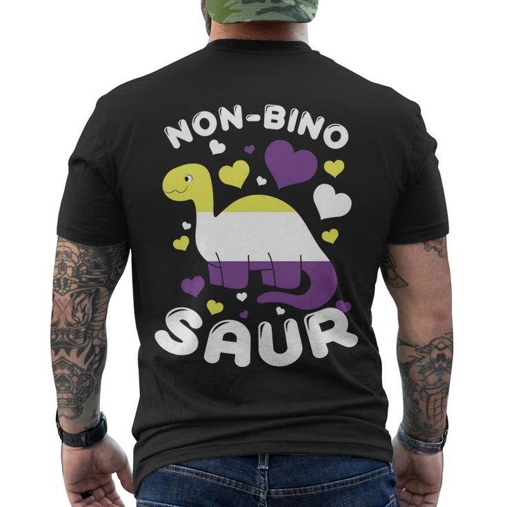 Non Bino Saur Dinosaur Aagender Pride Month Men's Crewneck Short Sleeve Back Print T-shirt
