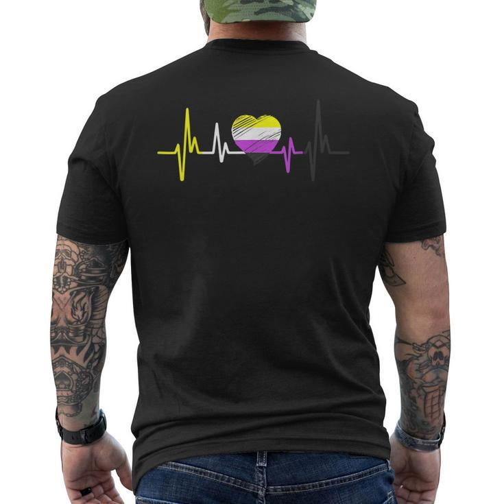 Nonbinary Pride Heartbeat Lgbt Non Binary Flag Heartbeat Men's T-shirt Back Print