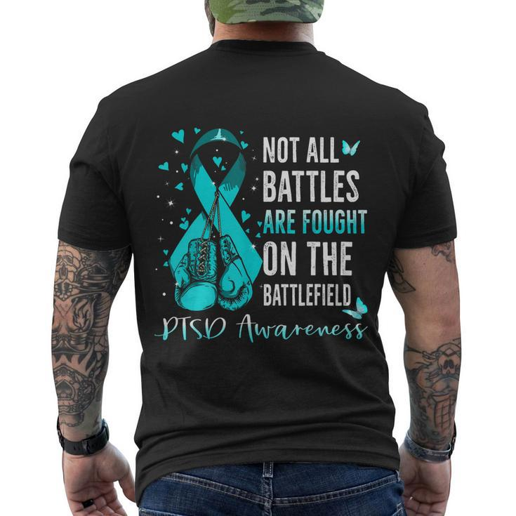 Not All Battles Are Fought On The Battlefield Ptsd Awareness Men's Crewneck Short Sleeve Back Print T-shirt