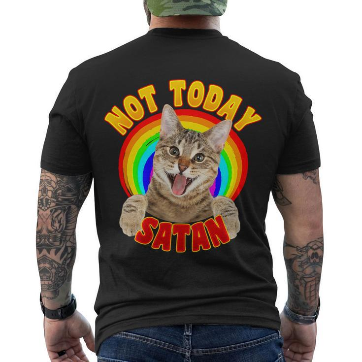 Not Today Satan Funny Cat Rainbow Men's Crewneck Short Sleeve Back Print T-shirt