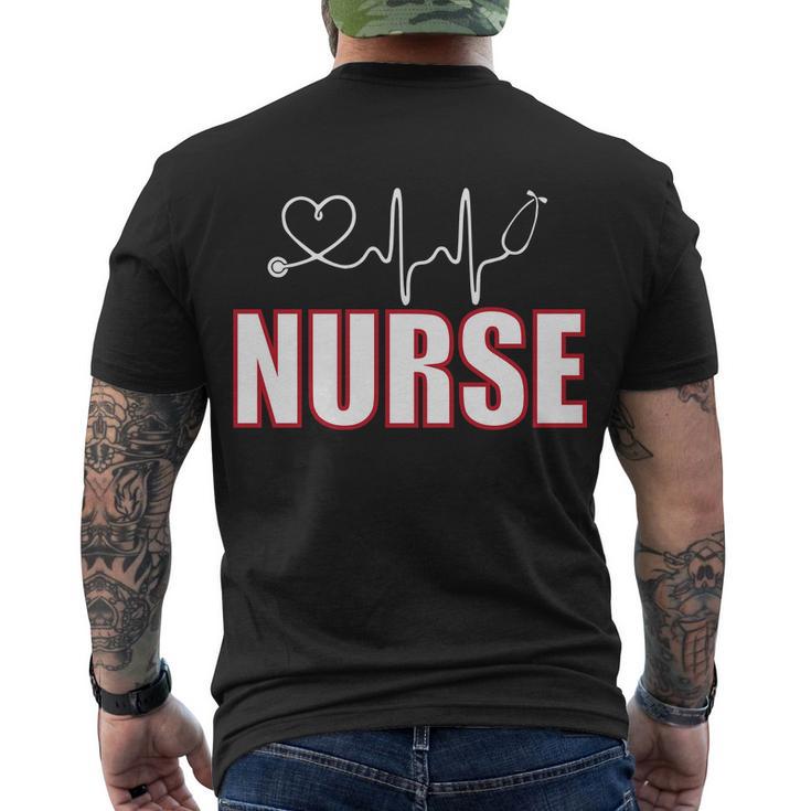 Nurse Heartbeat Logo Tshirt Men's Crewneck Short Sleeve Back Print T-shirt