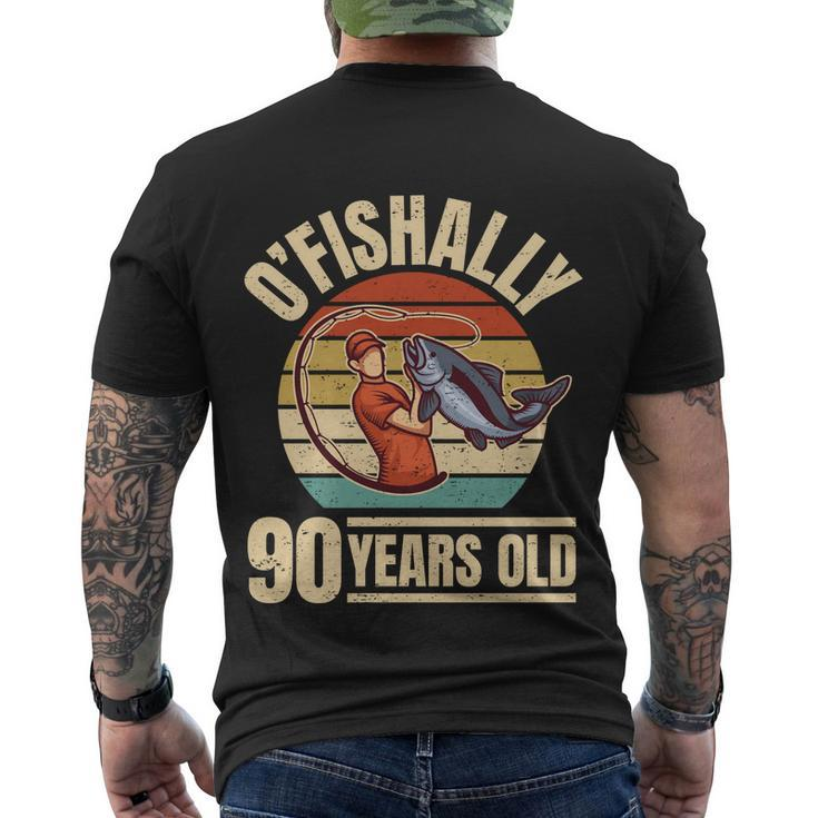 Ofishally 90 Years Old Great Gift Angler 90Th Birthday Funny Gift Men's Crewneck Short Sleeve Back Print T-shirt