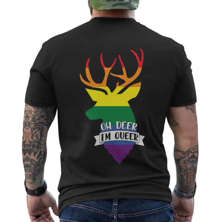 Oh Deer Im Queer Lgbt Gay Pride Lesbian Bisexual Ally Quote Men's Crewneck Short Sleeve Back Print T-shirt