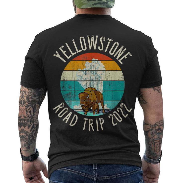 Old Faithful Geyser Bison Yellowstone Road Trip 2022 Men's T-shirt Back Print