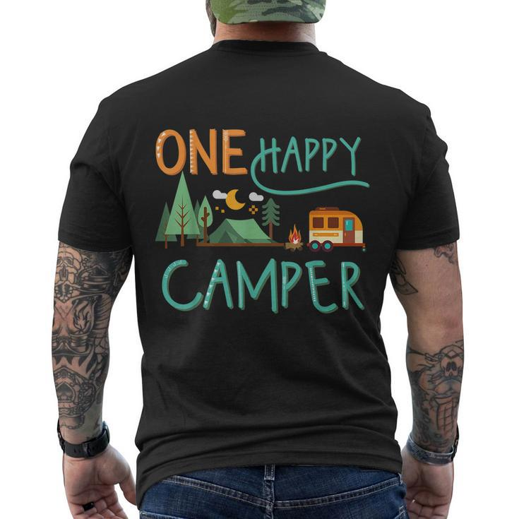 One Happy Camper First Birthday Gift Camping Matching Gift Men's Crewneck Short Sleeve Back Print T-shirt