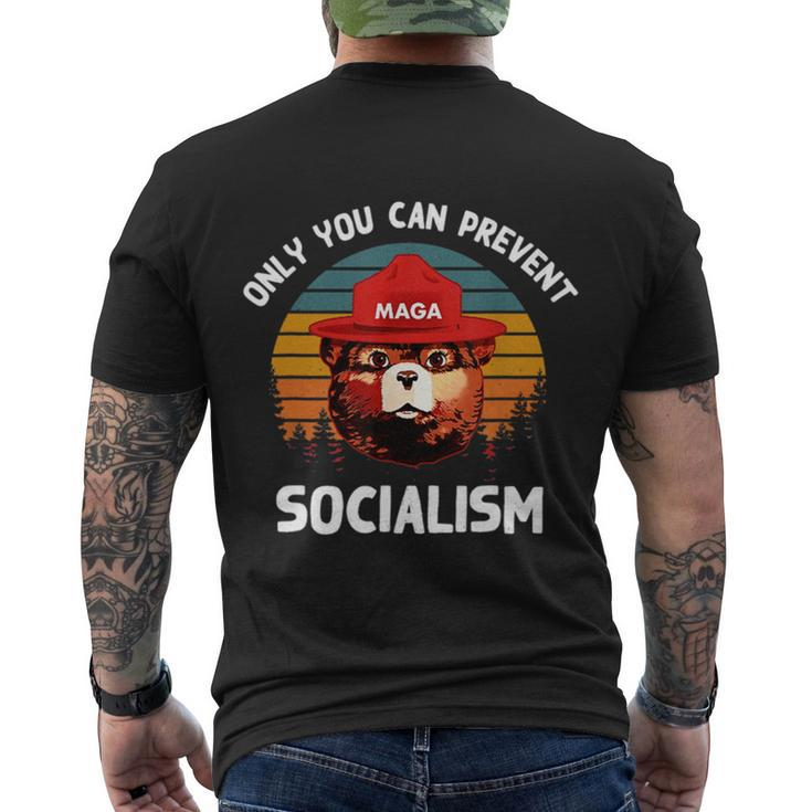 Only You Can Prevent Socialism Maga Bear Republican Tshirt Men's Crewneck Short Sleeve Back Print T-shirt