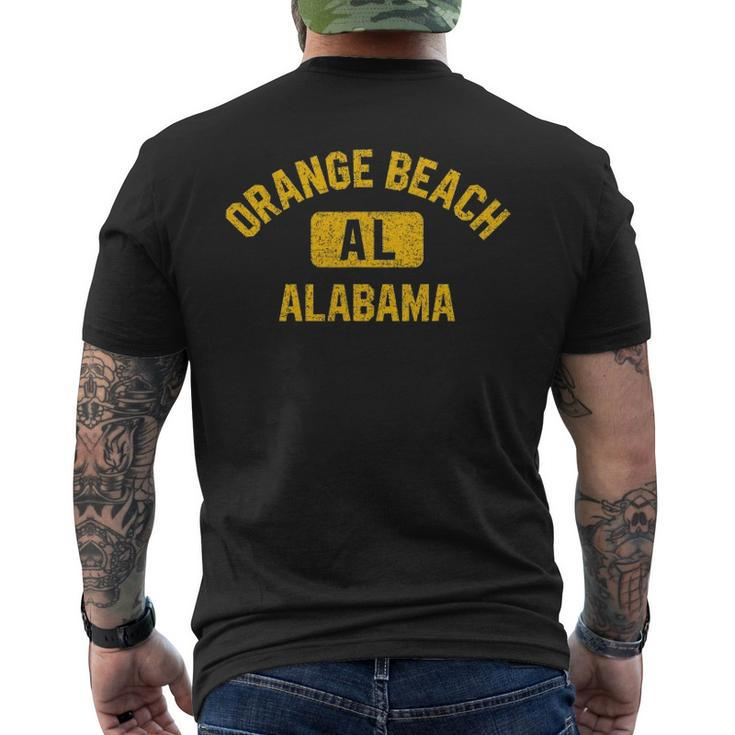 Orange Beach Al Alabama Gym Style Distressed Amber Print Men's Back Print T-shirt