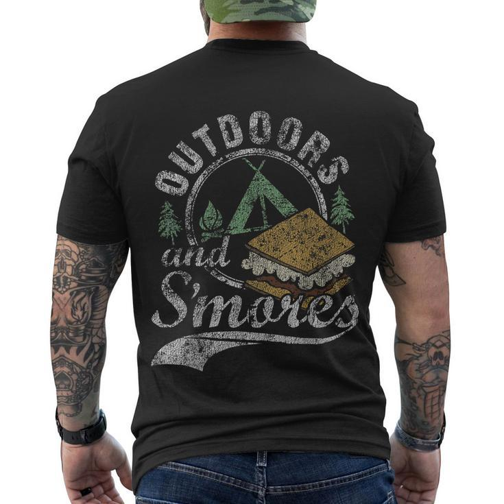 Outdoors And Smores Campfire Camping Distressed Men's T-shirt Back Print