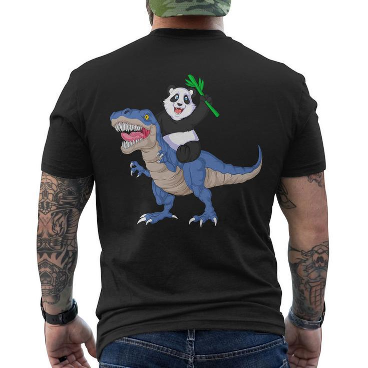 Panda Riding Dinosaur Men's Crewneck Short Sleeve Back Print T-shirt
