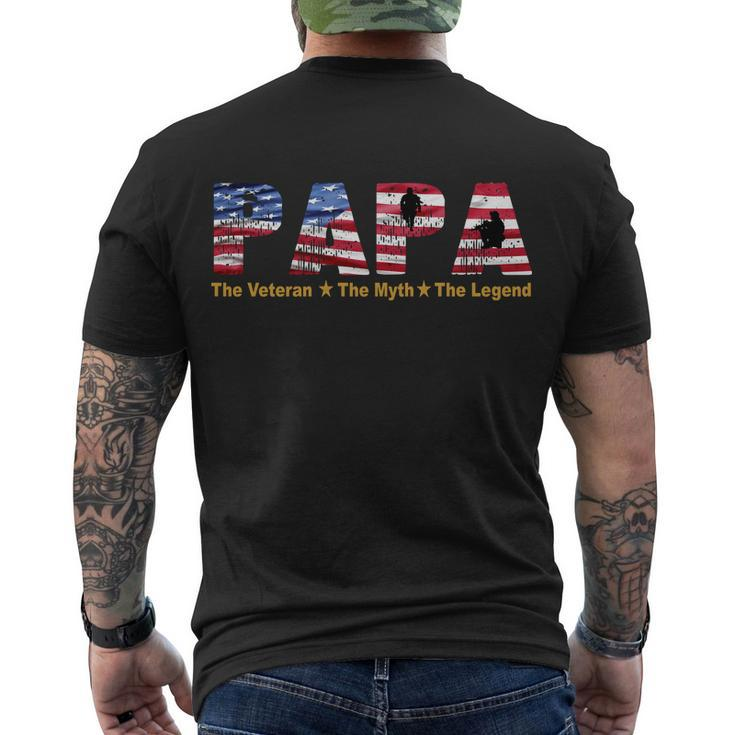 Papa The Veteran The Myth The Legend Tshirt Men's Crewneck Short Sleeve Back Print T-shirt