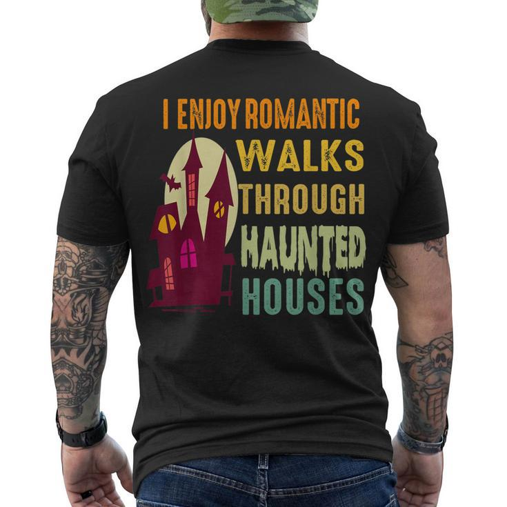 Paranormal I Enjoy Romantic Walks Haunted Houses Halloween V2 Men's T-shirt Back Print