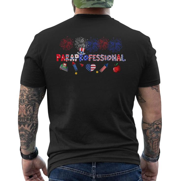 Paraprofessional Proud American Flag Fireworks 4Th Of July Men's T-shirt Back Print