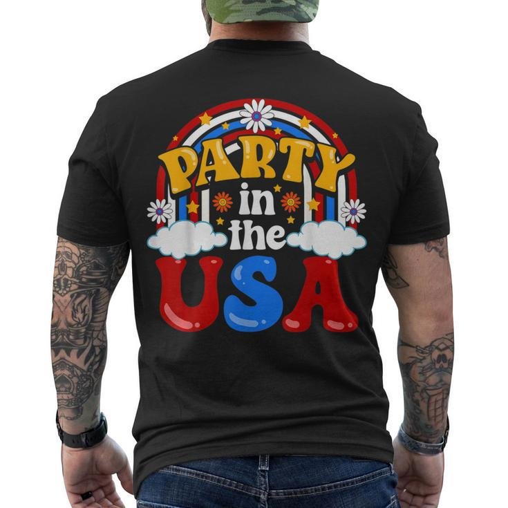 Party In The Usa Vintage Daisy Flowers 4Th Of July Patriotic Men's T-shirt Back Print