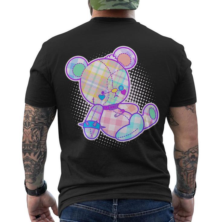 Pastel Kawaii Cute Goth Punk Teddy Bear Men's Crewneck Short Sleeve Back Print T-shirt