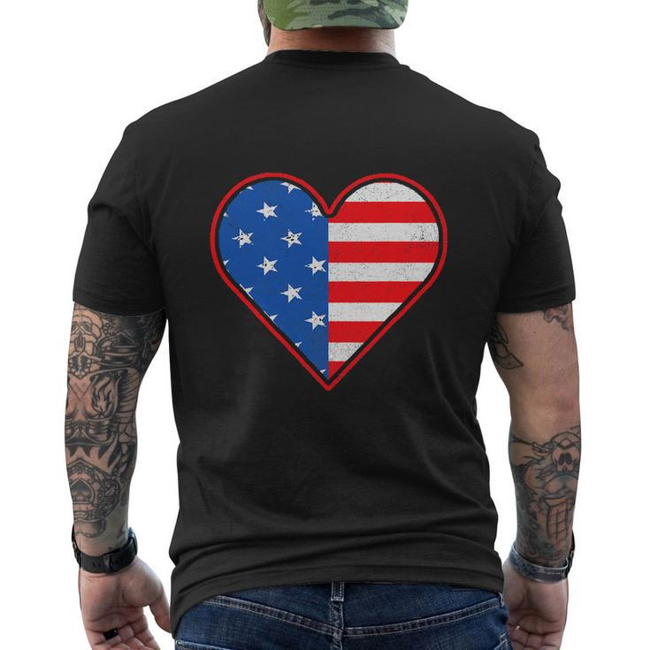 Patriotic American Flag Heart For 4Th Of July Girl Men's Crewneck Short Sleeve Back Print T-shirt