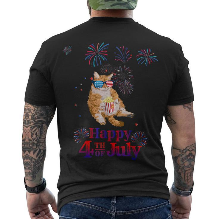 Patriotic Cat Happy 4Th Of July Men's T-shirt Back Print