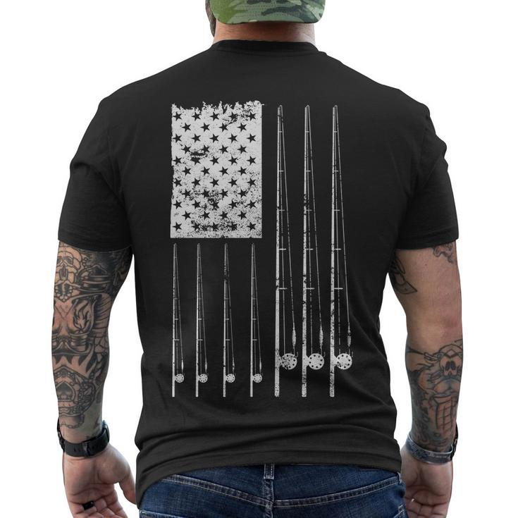 Patriotic Fishing American Flag Tshirt Men's Crewneck Short Sleeve Back Print T-shirt