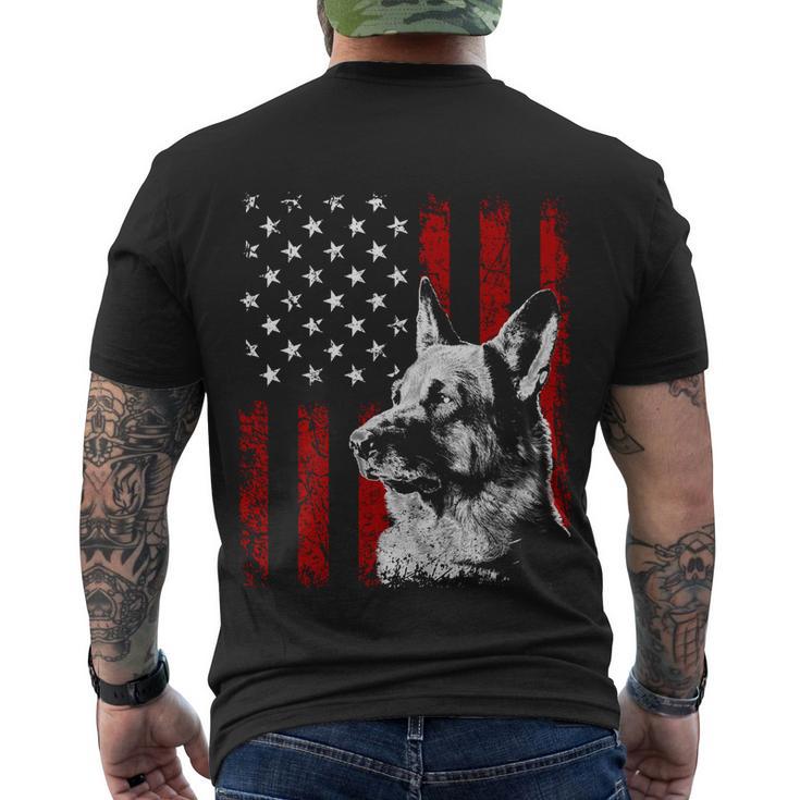 Patriotic German Shepherd American Flag Dog Gift V2 Men's Crewneck Short Sleeve Back Print T-shirt