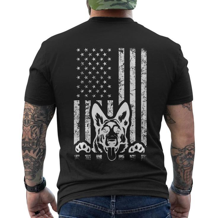 Patriotic German Shepherd American Flag Dog Lover Gift Cool Gift Men's Crewneck Short Sleeve Back Print T-shirt