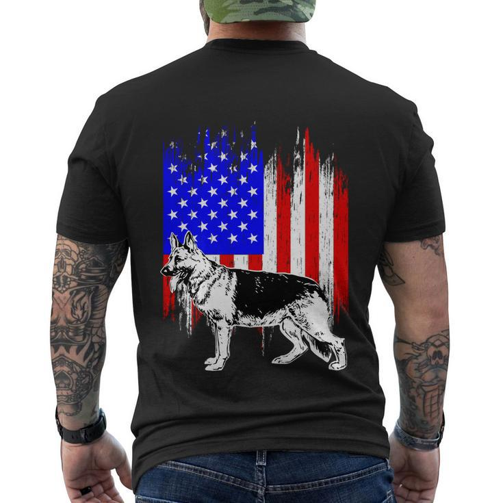 Patriotic German Shepherd American Flag Dog Lover Gift Cute Gift Men's Crewneck Short Sleeve Back Print T-shirt