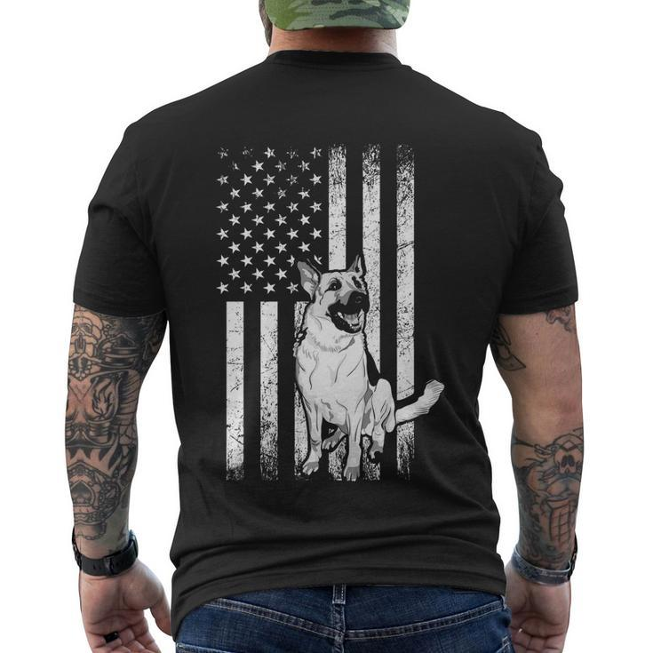 Patriotic German Shepherd American Flag Dog Lover Gift V4 Men's Crewneck Short Sleeve Back Print T-shirt