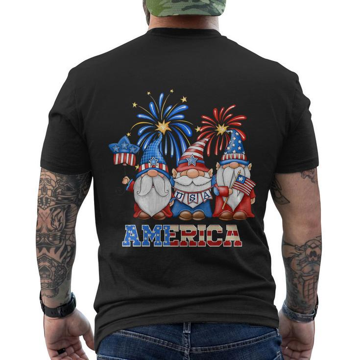 Patriotic Gnomes 4Th Of July Funny Gnome Love American Flag Gift Men's Crewneck Short Sleeve Back Print T-shirt