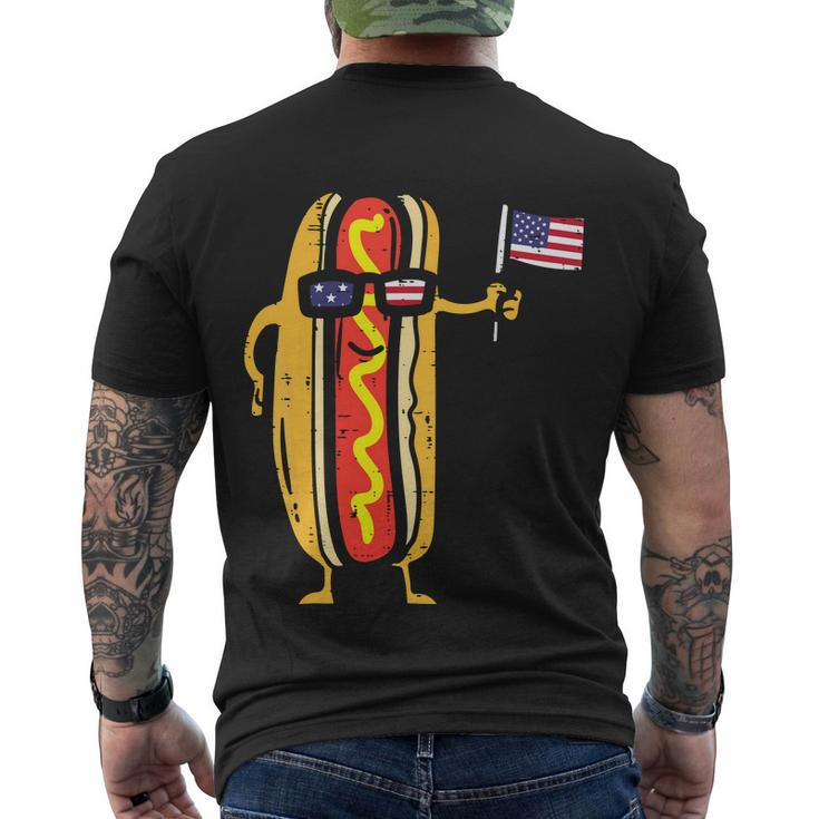 Patriotic Hot Dog American Flag Usa Funny 4Th Of July Fourth Men's Crewneck Short Sleeve Back Print T-shirt
