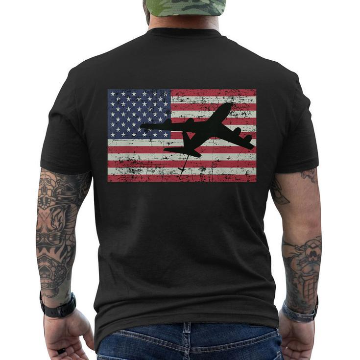 Patriotic Kc135 Stratotanker Jet American Flag Men's Crewneck Short Sleeve Back Print T-shirt