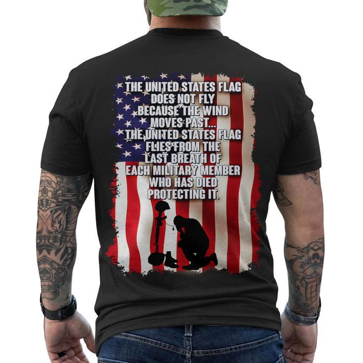 Patriotic Memorial Day United States Flag Men's Crewneck Short Sleeve Back Print T-shirt