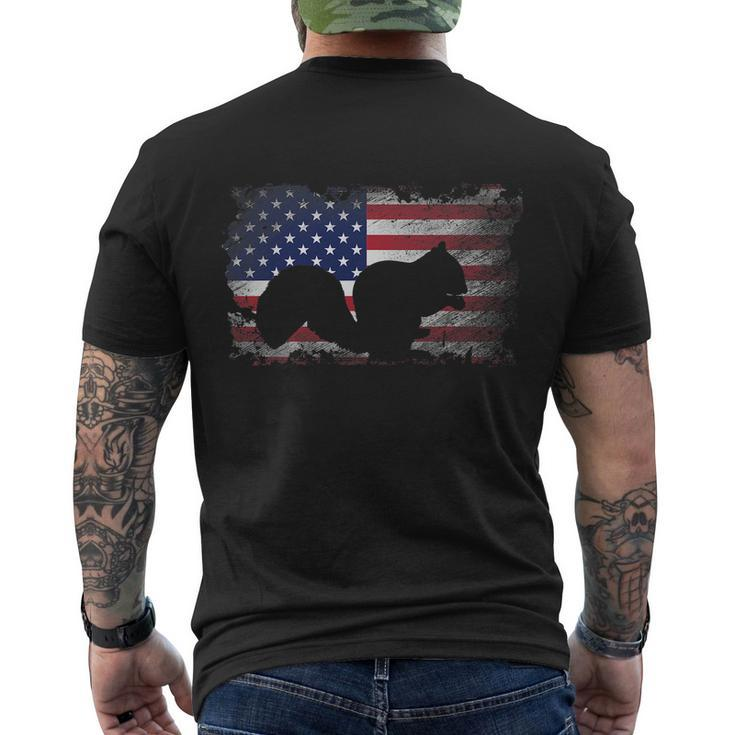 Patriotic Squirrel American Flag Cool Wild Animals Lover Men's Crewneck Short Sleeve Back Print T-shirt
