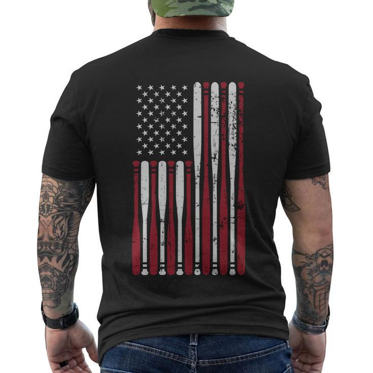 Patriotic Us American Baseball Bats And Stars Stripes Flag Great Gift Men's Crewneck Short Sleeve Back Print T-shirt