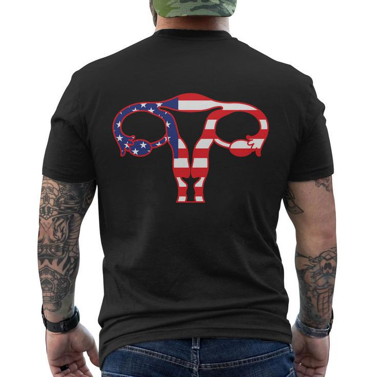 Patriotic Uterus American Flag Womens Rights 1973 Pro Roe Men's Crewneck Short Sleeve Back Print T-shirt