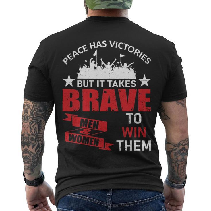 Peace Has Victories Veterans Tshirt Men's Crewneck Short Sleeve Back Print T-shirt