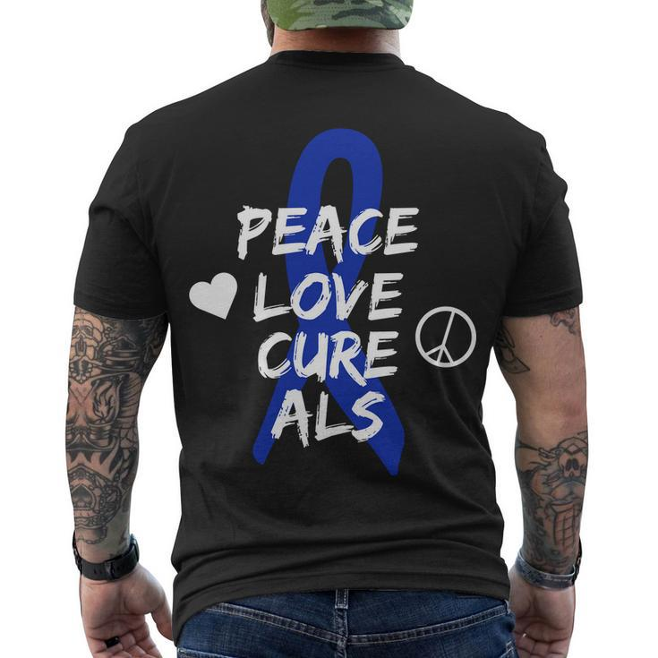Peace Love Cure Als Awareness Tshirt Men's Crewneck Short Sleeve Back Print T-shirt
