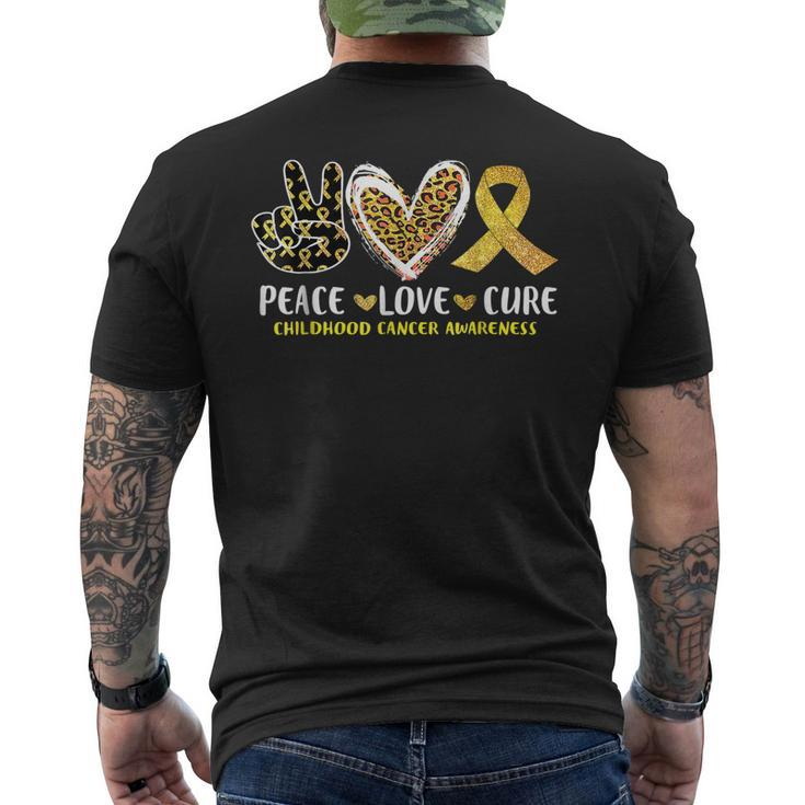 Peace Love Cure Childhood Cancer Awareness Leopart Heart V6 Men's T-shirt Back Print