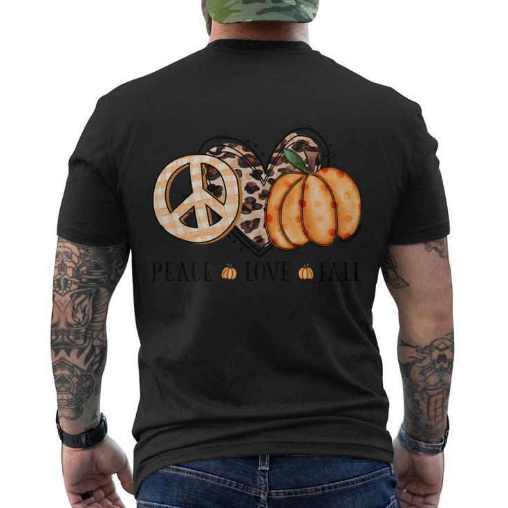 Peace Love Fall Thanksgiving Quote Men's Crewneck Short Sleeve Back Print T-shirt