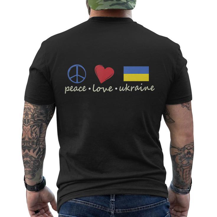 Peace Love Ukraine Ukrainian Flag Tshirt Men's Crewneck Short Sleeve Back Print T-shirt