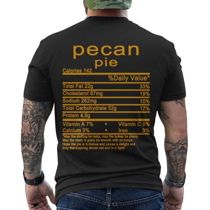 Pecan Pie Nutrition Facts Label Men's Crewneck Short Sleeve Back Print T-shirt
