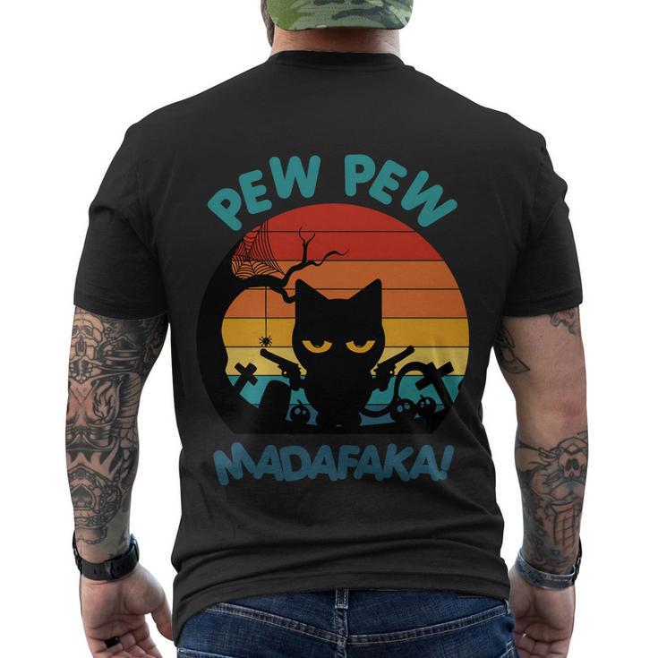 Pew Pew Madafaka Cat Halloween Quote Men's Crewneck Short Sleeve Back Print T-shirt