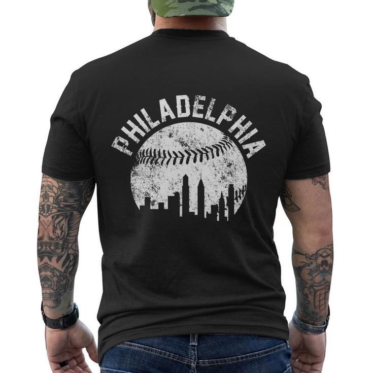 Philadelphia Baseball City Skyline Vintage Tshirt Men's Crewneck Short Sleeve Back Print T-shirt