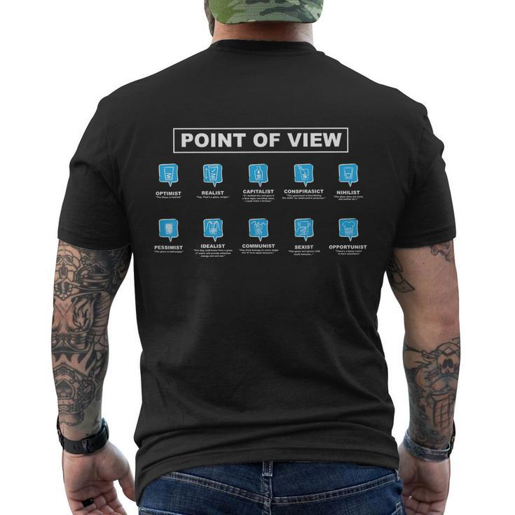 Philosophy Points Of View Glass Half Full Or Half Empty Joke Men's Crewneck Short Sleeve Back Print T-shirt