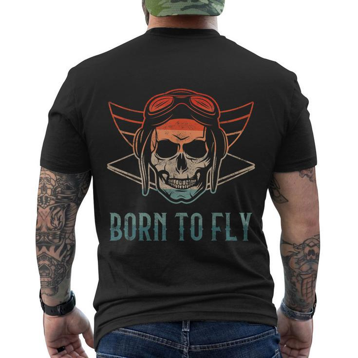 Pilot Born O Fly Airplane Plane Aviator Airport Pilots Men's Crewneck Short Sleeve Back Print T-shirt