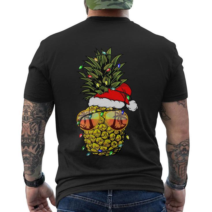 Pineapple Christmas Tree Or Christmas In July Pineapple Cool Gift Men's Crewneck Short Sleeve Back Print T-shirt