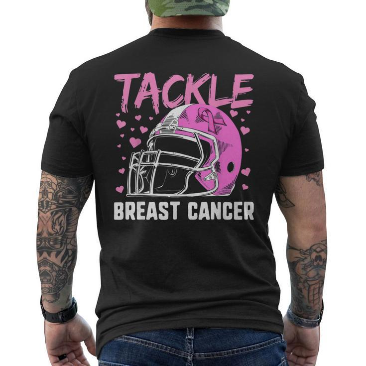 Pink Football Helmet Boys Tackle Breast Cancer Men's T-shirt Back Print