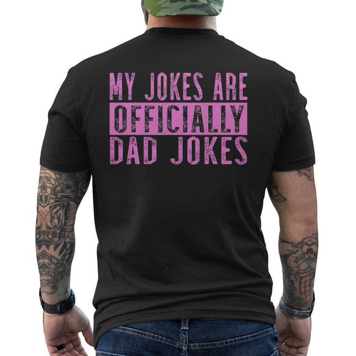 Mens Pink Girl Dad Pregnancy Announcement My Jokes Are Officially Men's Back Print T-shirt