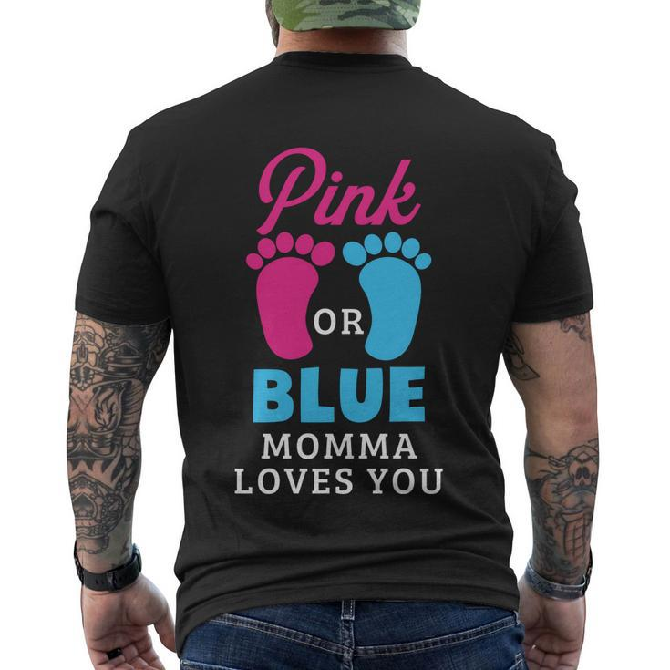 Pink Or Blue Pa Loves You Gender Reveal Meaningful Gift Men's Crewneck Short Sleeve Back Print T-shirt