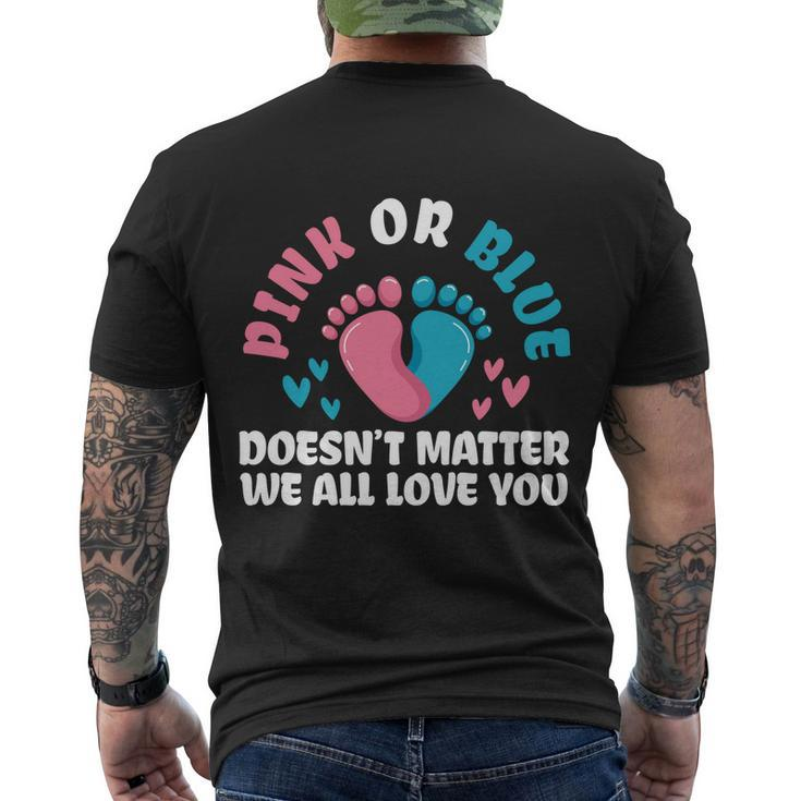 Pink Or Blue We All Love You Party Pregnancy Gender Reveal Gift Men's Crewneck Short Sleeve Back Print T-shirt