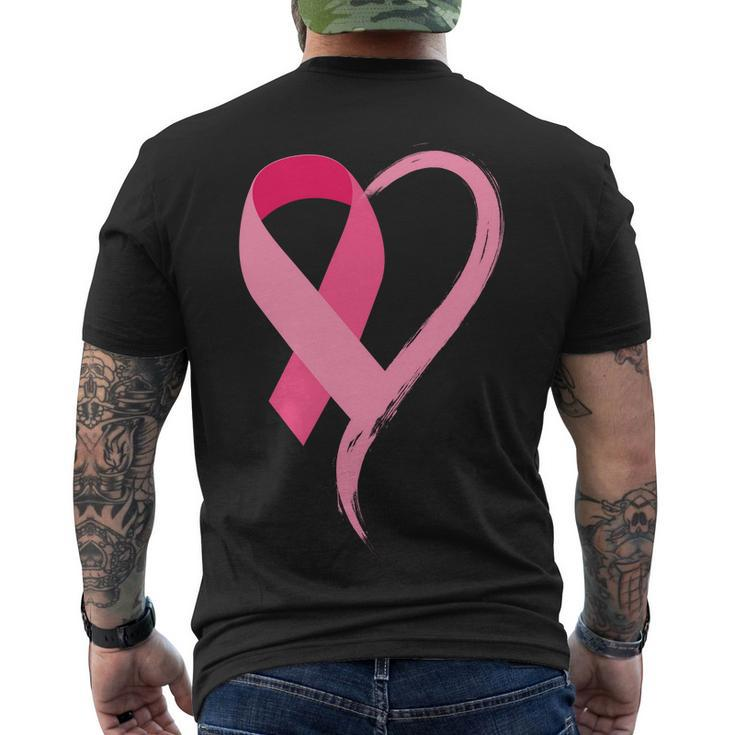 Pink Ribbon Of Love Breast Cancer Awareness Tshirt Men's Crewneck Short Sleeve Back Print T-shirt