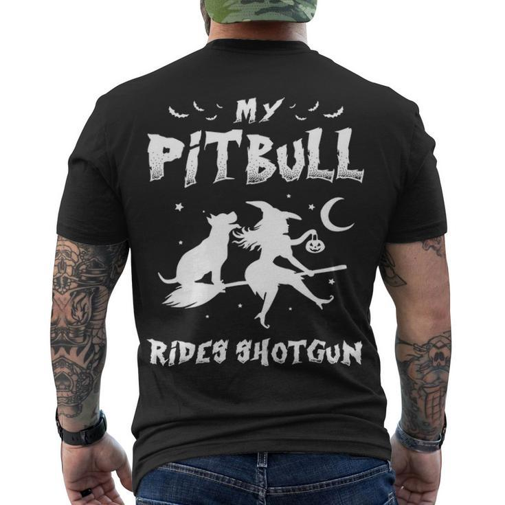 Pitbull Dog My Pitbull Rides Shotgun Men's T-shirt Back Print